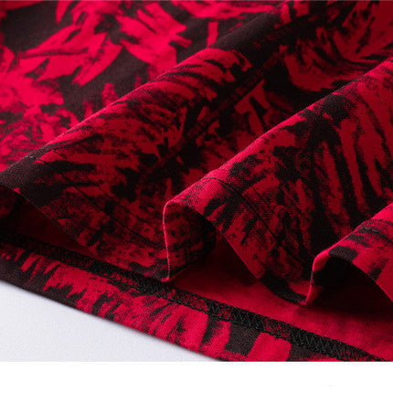 NEW LARGE plus size red CREATIVE ALL OVER  PRINT DESIGN T-shirt FOR MEN