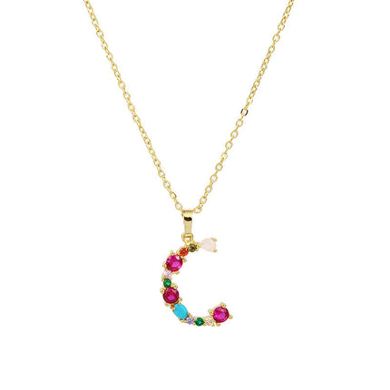 GEMSTONE LETTER NECKLACE