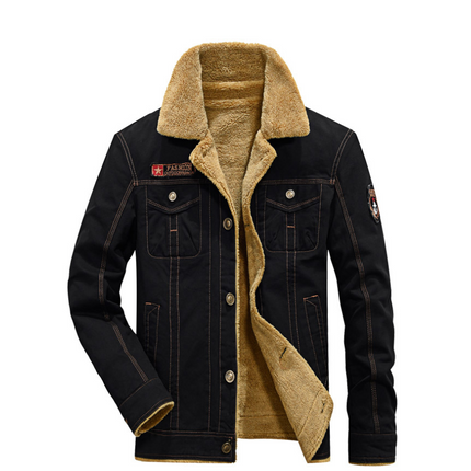 Winter plus velvet thick lapels uniforms air force one jacket jacket cotton clothing men