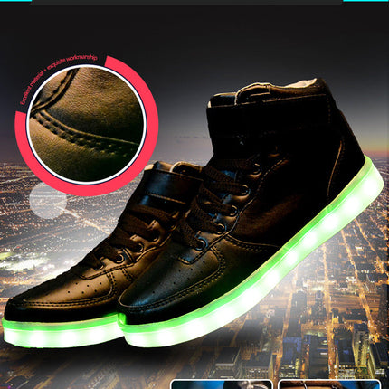 Colorful luminescent board shoes fluorescent sports shoes casual shoes high