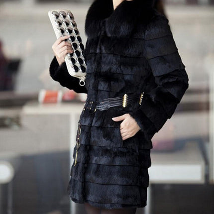 Mid-Length Imitation Mink Fur All-Match Slim Coat