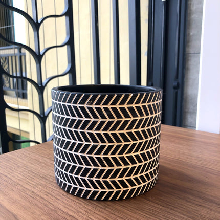 Nordic minimalist relief carved cement flower pot
