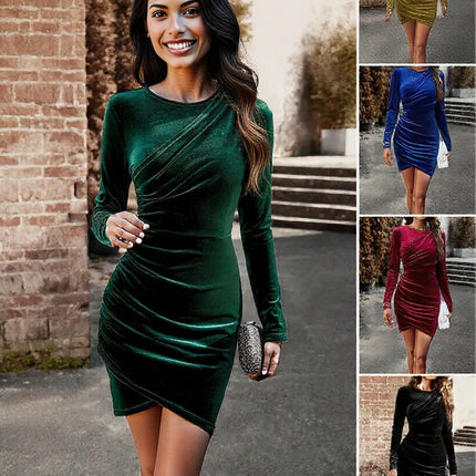New beautiful black Autumn And Winter Round Neck Dress for women