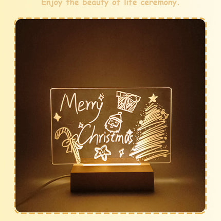 Creative Luminous DIY Memo Acrylic Message Board Gift Lamp Blank Acrylic Board Rectangle Wooden RGB Led Night Light