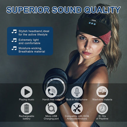 Wireless Bluetooth Sports Headband Running Fitness Music Bandeau Headscarf Removable Cleaning Nap Eye Mask