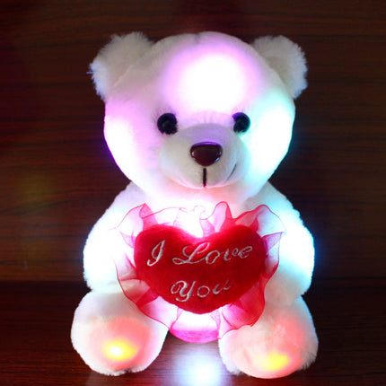 Love Colorful Luminous Bear Recording Hug Plush Toy Doll Birthday Gift