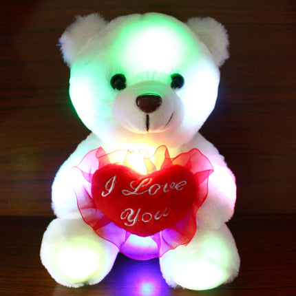 Love Colorful Luminous Bear Recording Hug Plush Toy Doll Birthday Gift