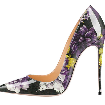 Pointed graffiti high heel women's shoes