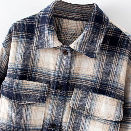 Brushed plaid coat women's clothing