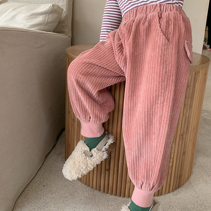 Children's Feet, Close-up Warm Corduroy And Velvet Pants Boys And Girls Leisure