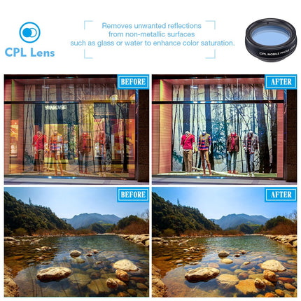 APEXEL Phone lens kit universal 10 in 1 Fisheye Wide Angle macro Lens CPL Filter Kaleidoscope+2X telescope Lens for smartphone