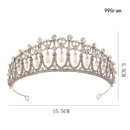 Bridal Crown Rhinestone Pearl Water Drop Hair Accessories Wedding Dress Ornaments