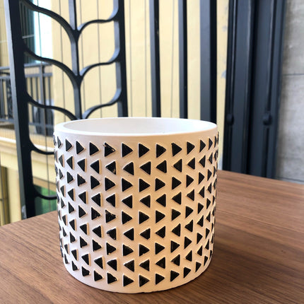 Nordic minimalist relief carved cement flower pot