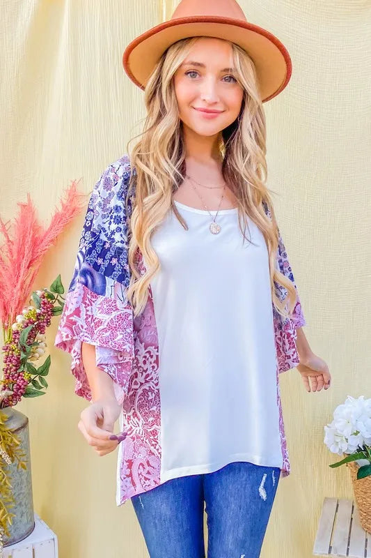 And The WhyFloral Print Bell Sleeve Top