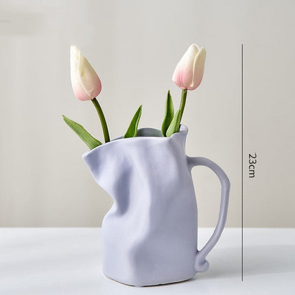 Light Luxury Electroplated Ceramic Fold Kettle Cup Vase Decoration