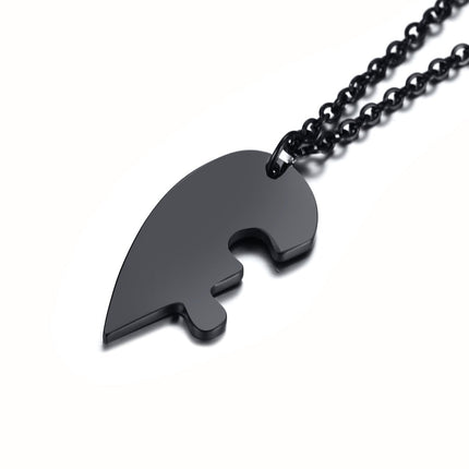Titanium Steel Heart-Shaped Friendship Pendant Two-Piece Jewelry