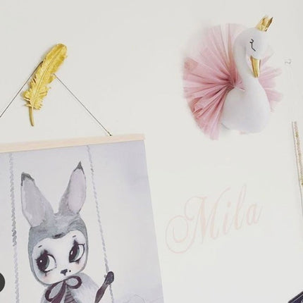 Crown swan animal head wall hanging