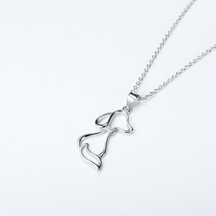 Ladies 925 Sterling Silver Jewelry Dog Necklace