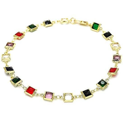 18k Gold Filled High Polish Finish Dark Block Crystal Anklet