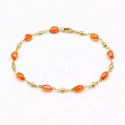 18K Gold Filled High Polish Finish Oval Crystal Ankle Bracelet