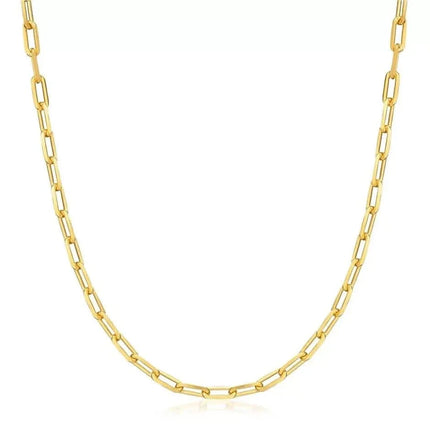 18K Gold Paperclip Link Chain Necklace