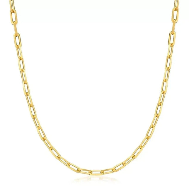 18K Gold Paperclip Link Chain Necklace