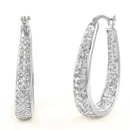 18K White Gold Inside Out Crystal Hoops
