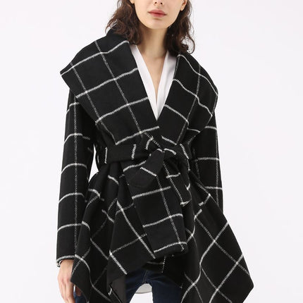 New Multi colored plaid Woolen coat autumn