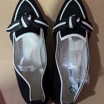 Fashion Pointed Toe Bow Flat Shoes For Women Lying Woven Slip-on Breathable Shoes Summer