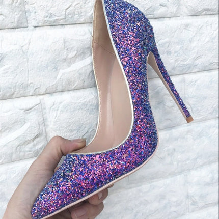 Symphony purple sequin high heels