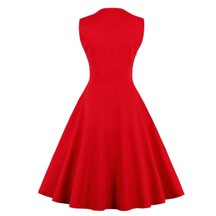 Plus Size Women's Sleeveless Simple Plaid Retro Dress