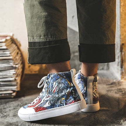 New Street Men's graffiti Wolf casual shoes