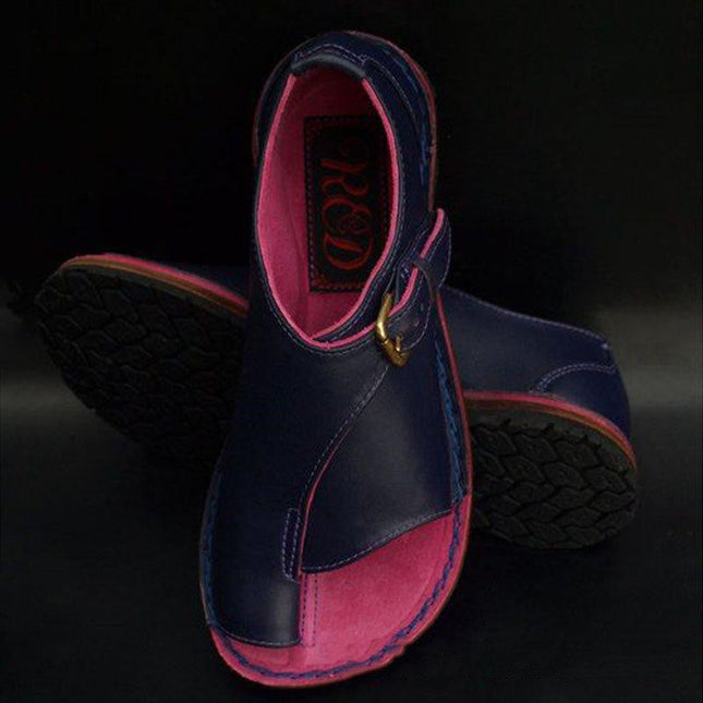 Women's plus size sandals with round buckle
