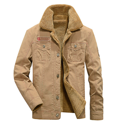 Winter plus velvet thick lapels uniforms air force one jacket jacket cotton clothing men