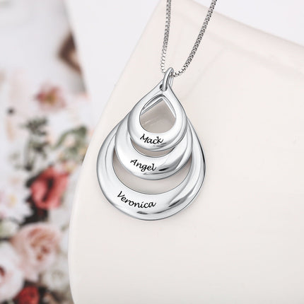 Three drops of water pendant copper necklace
