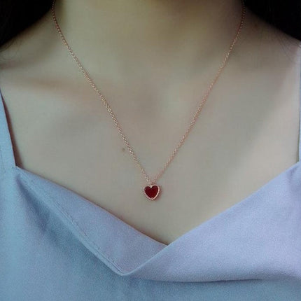 925 Sterling Silver Gold Plated Red Agate Heart-shaped Pendant