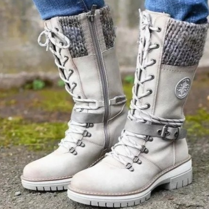 Winter High Square Heel Round Head Sewing Line Plus Size Martin Boots