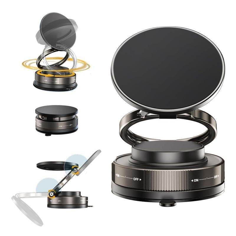 360° Magnetic Car Phone Mount with Foldable Adjustable Suction Design