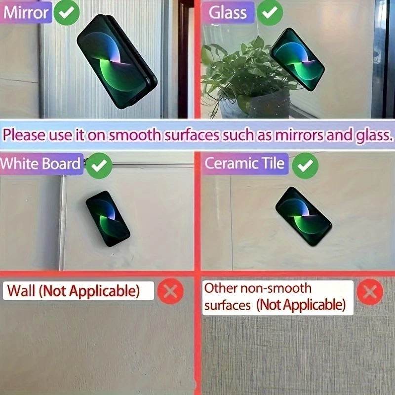 2pcs Double-Sided Silicone Phone Wall Mount with Suction Grip