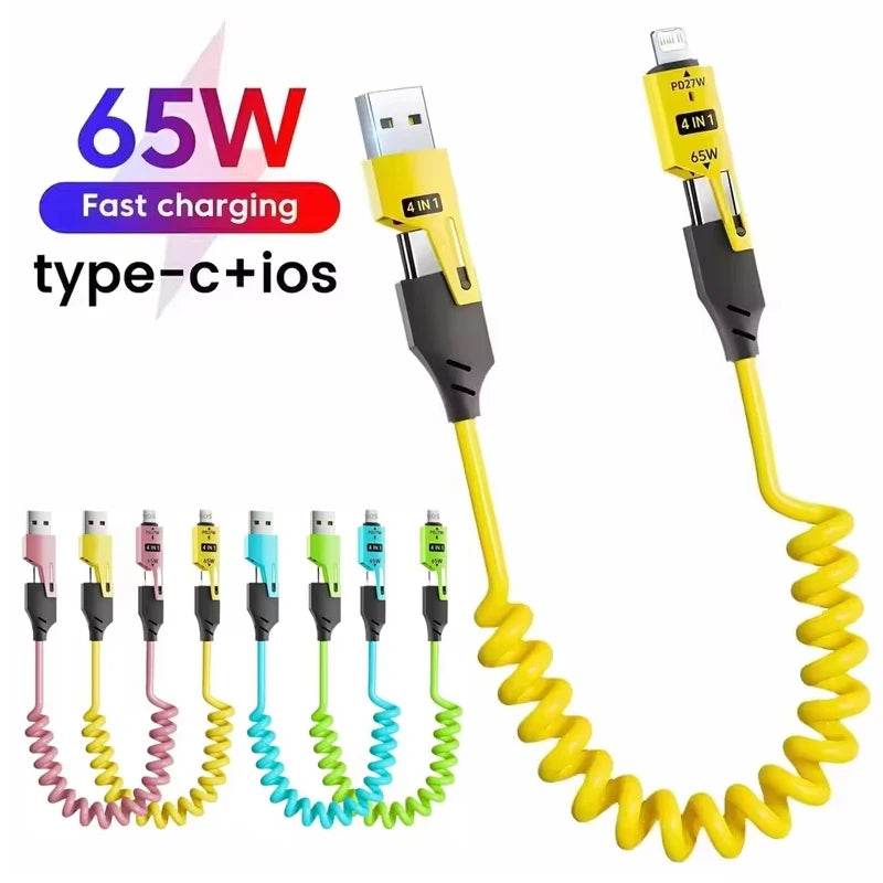65W Quick Charger Spring USB Cable – Fast Charging Durable Cord (65W USB cable)