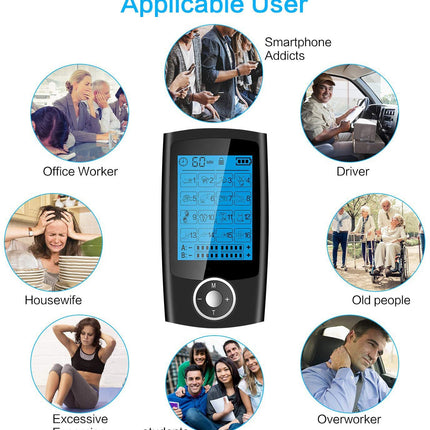 Digital Physiotherapy TENS Machine EMS Unit 16Mode Pulse Massage Body Muscle Electroestimulador Pads Best Pain Relief Shock Wave