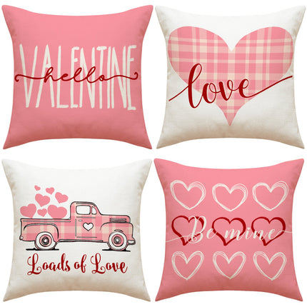 Love Heart Pillow Cover Valentine's Day Letter Printing Throw Pillowcase