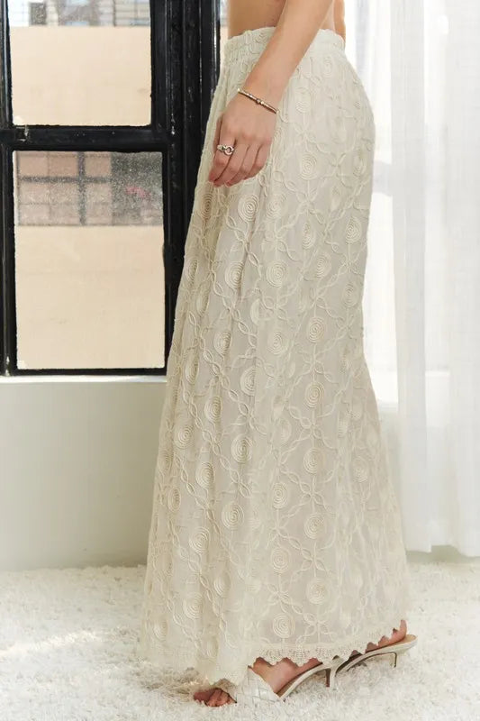 ADORA Elastic Waist Applique Maxi Skirt