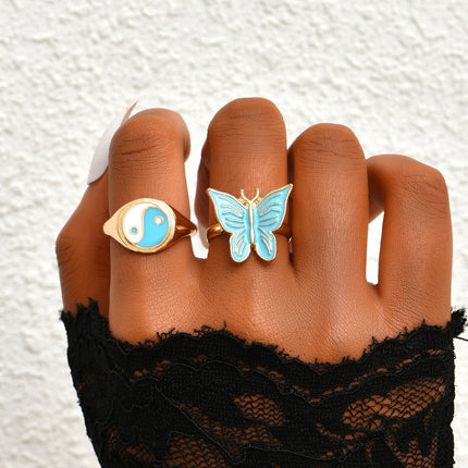 Personalized Colorful Butterfly Gossip New Combination Ladies Ring
