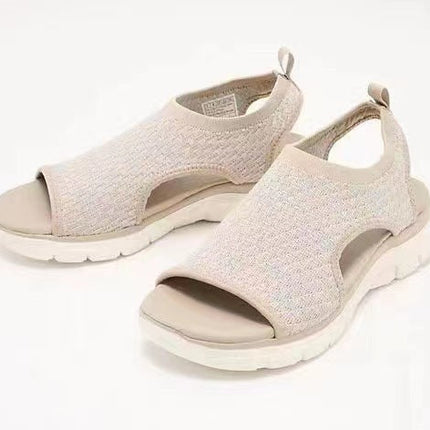 Peep-toe Sandals For Sports Summer Heart-shaped Print Mesh Shoes Women