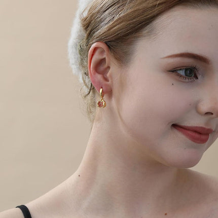 Simple Brass Gold-plated Red Pomegranate Necklace Earrings