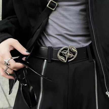 Retro Personalized Black Metal Buckle Belt For Women