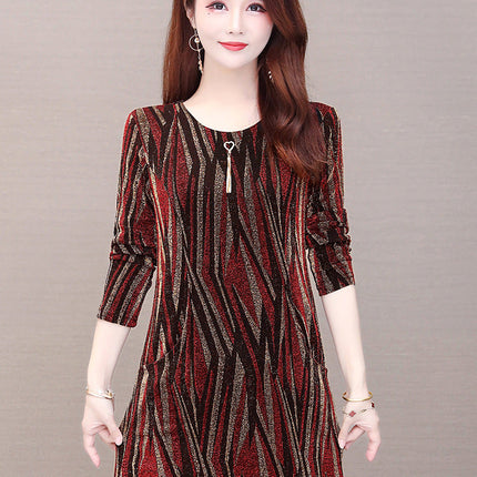 Lurex Mid-length Bottoming Shirt Plus Velvet Thick Plus Size Top