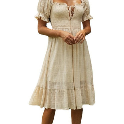 Fashion Tie Back Ruffle Sleeve Midi Dress