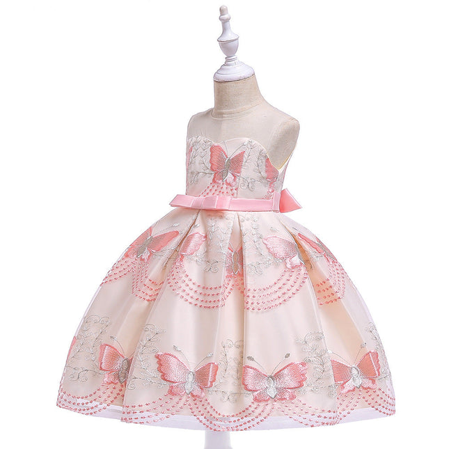 Embroidered For Big Children Tube Top Mesh Flower Girl Dress